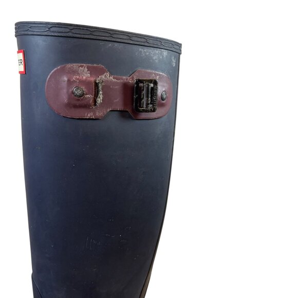 Hunter Original Refined Tall Navy Rain Boots - Picture 8 of 8